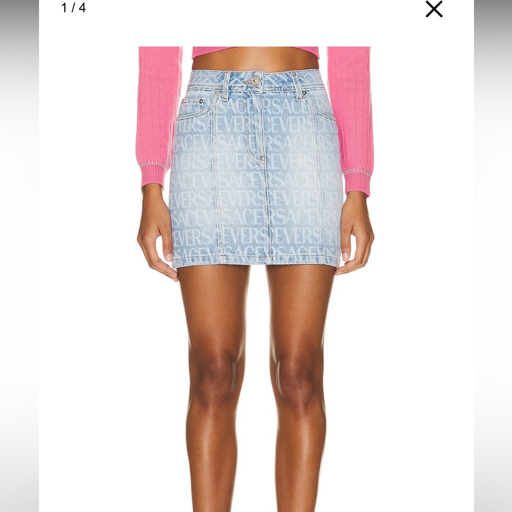 Versace all over logo mini skirt